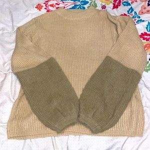 Cozy brown sweater with fuzzy sleeves